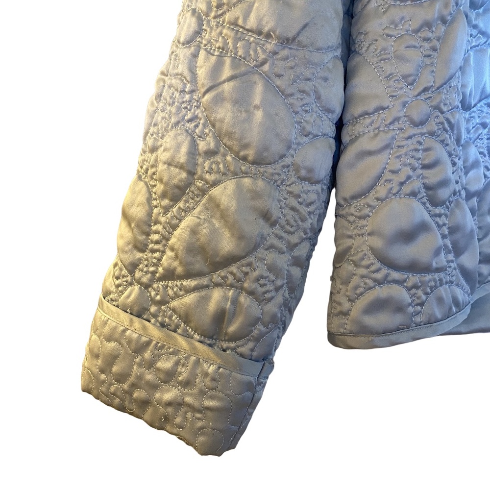 Oscar de la Renta Ice Blue Quilted Satin Bow Jacket Vintage Old Hollywood S - Picture 7 of 15